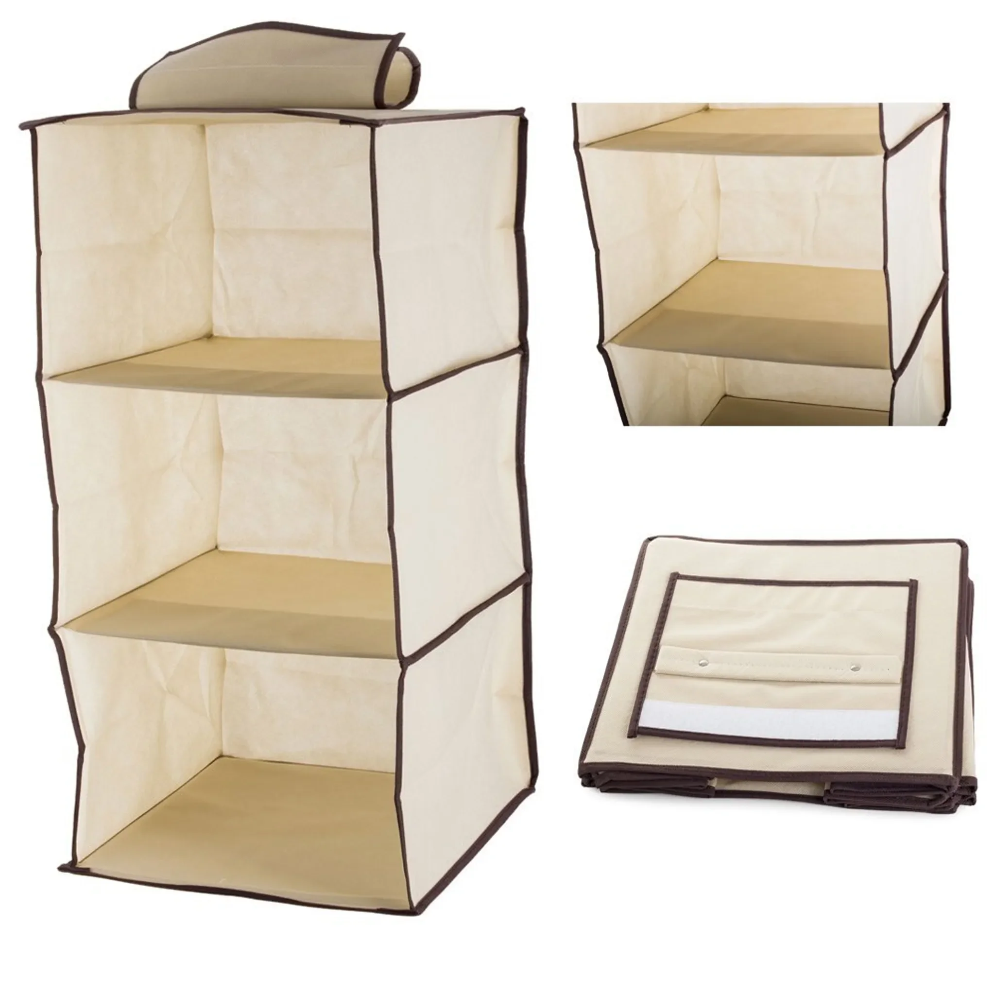 Hängender Schrank-Organizer – 3 Regale, 60 cm, beige
